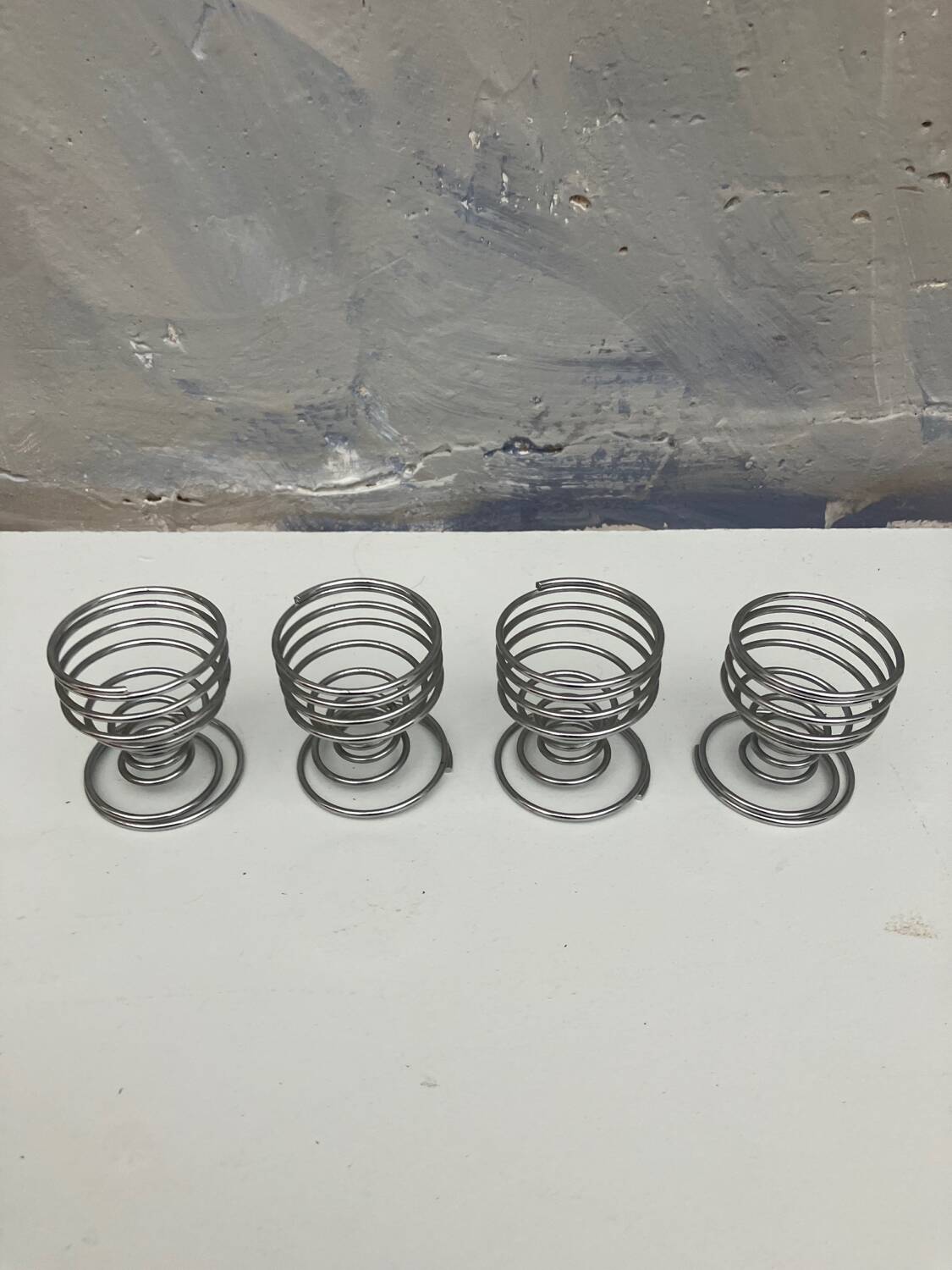 4 vintage stainless steel spiral egg cups from 1970