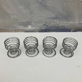 4 vintage stainless steel spiral egg cups 1970