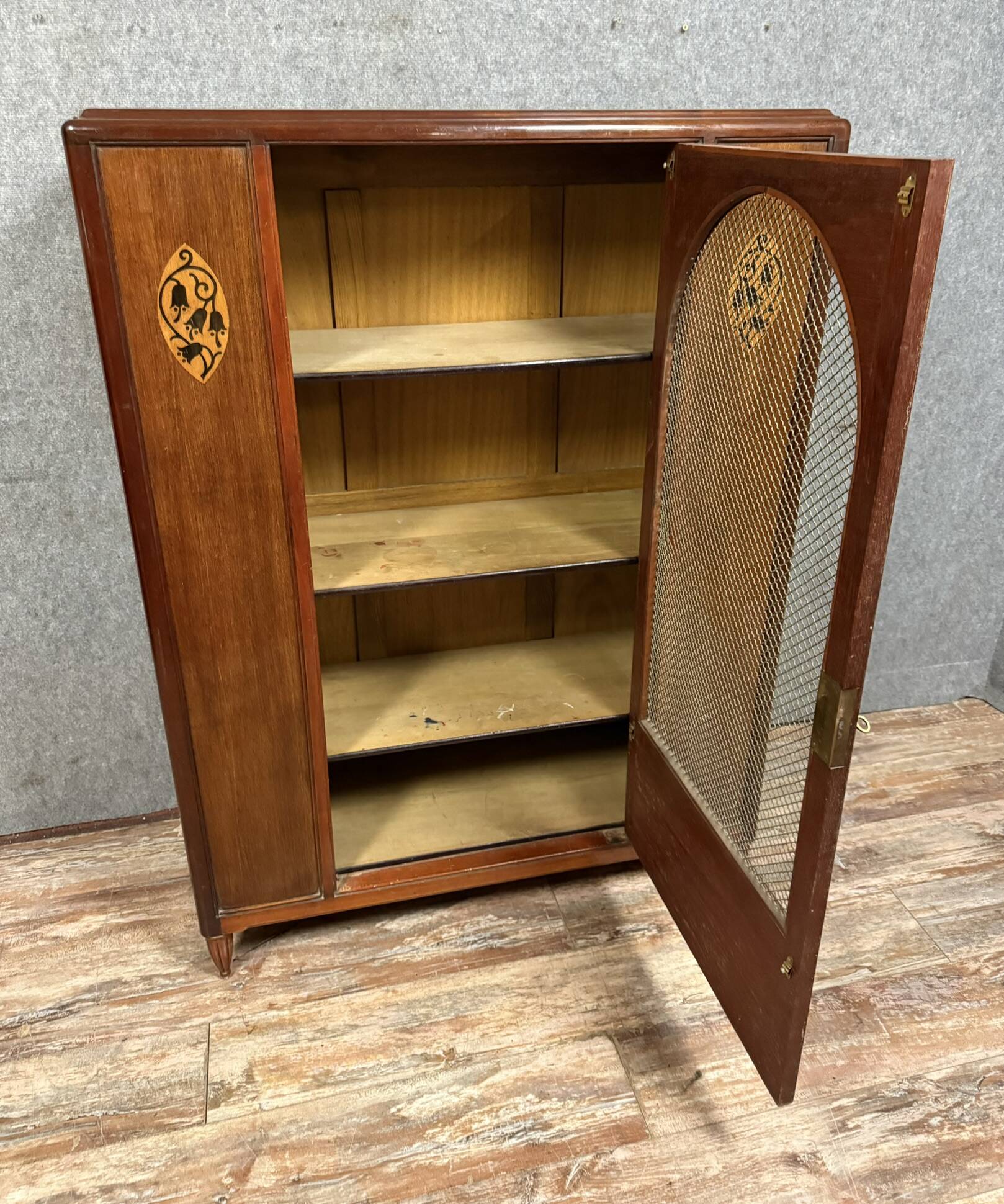 According to Maurice Dufrene: Art Nouveau period marquetry library around 1900