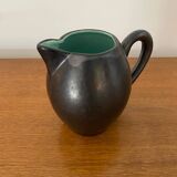 Pichet St Clément en céramique noir et vert, années 1950