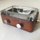 Cendrier cuir et verre moderniste design annees 50 60
