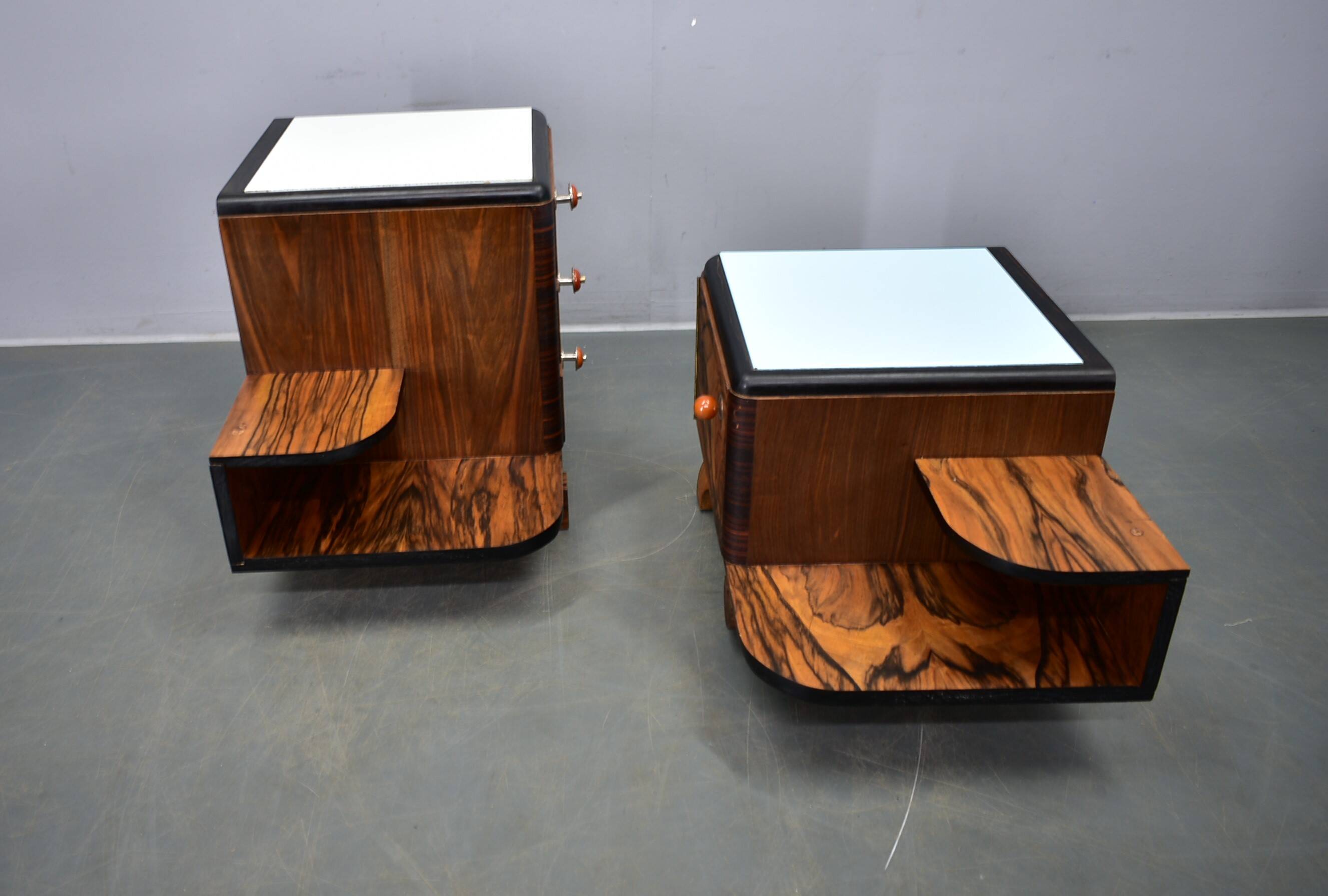 1935s pair of art deco bedside tables, Czechoslovakia