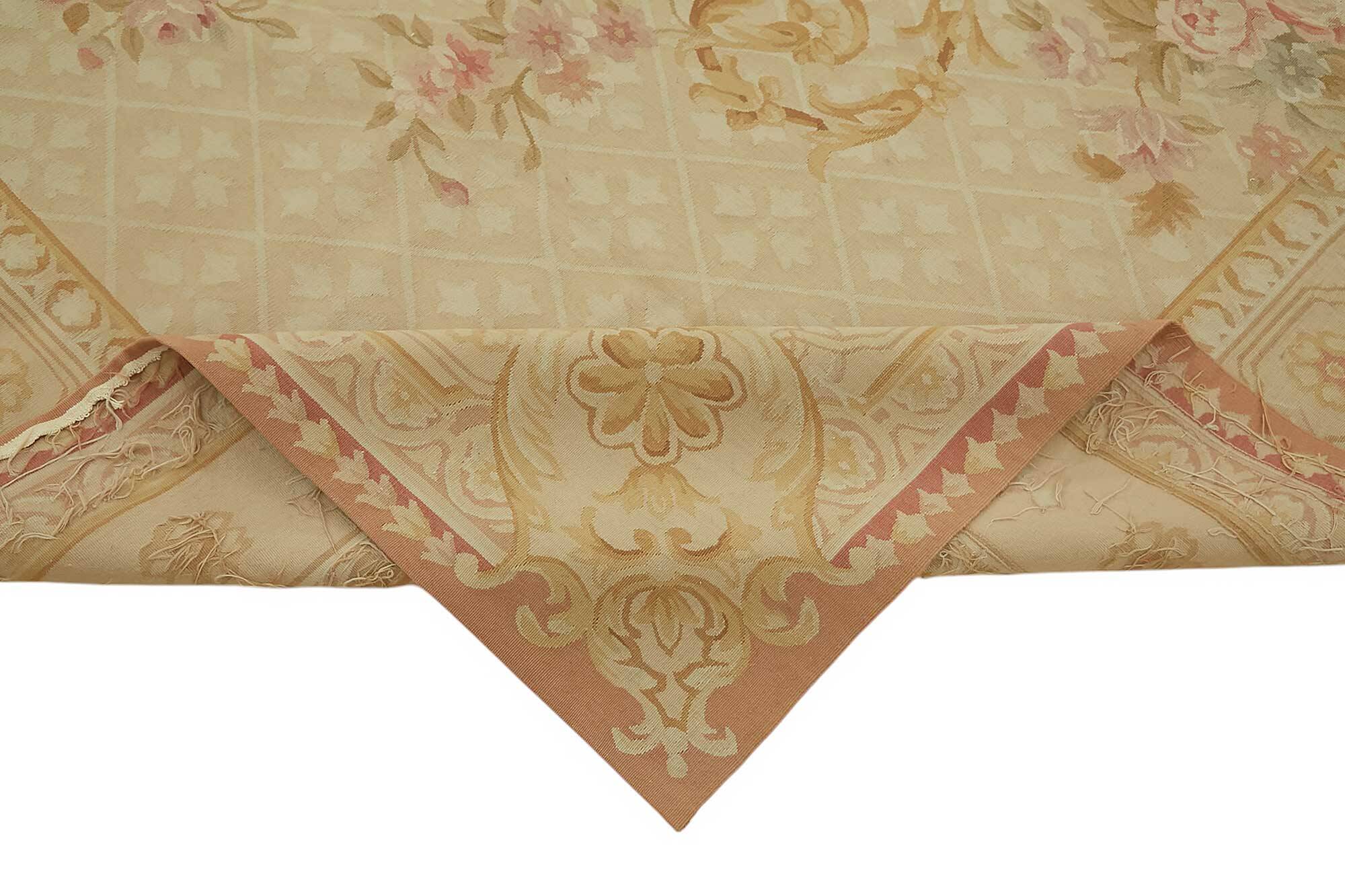 Handmade European Vintage Aubusson Kilim 301 cm x 440 cm