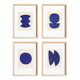 Ensemble de 4 peintures sur papier - tableaux abstraits -  signée eawy
