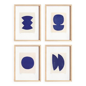 Set of 4 paintings on paper - abstract paintings - signed eawy