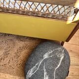 Vintage rattan and wood baby bed