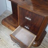 Art Deco dresser, solid walnut, veneer, 3 drawers, mirror.