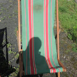 2 old bayadère green & red deckchairs