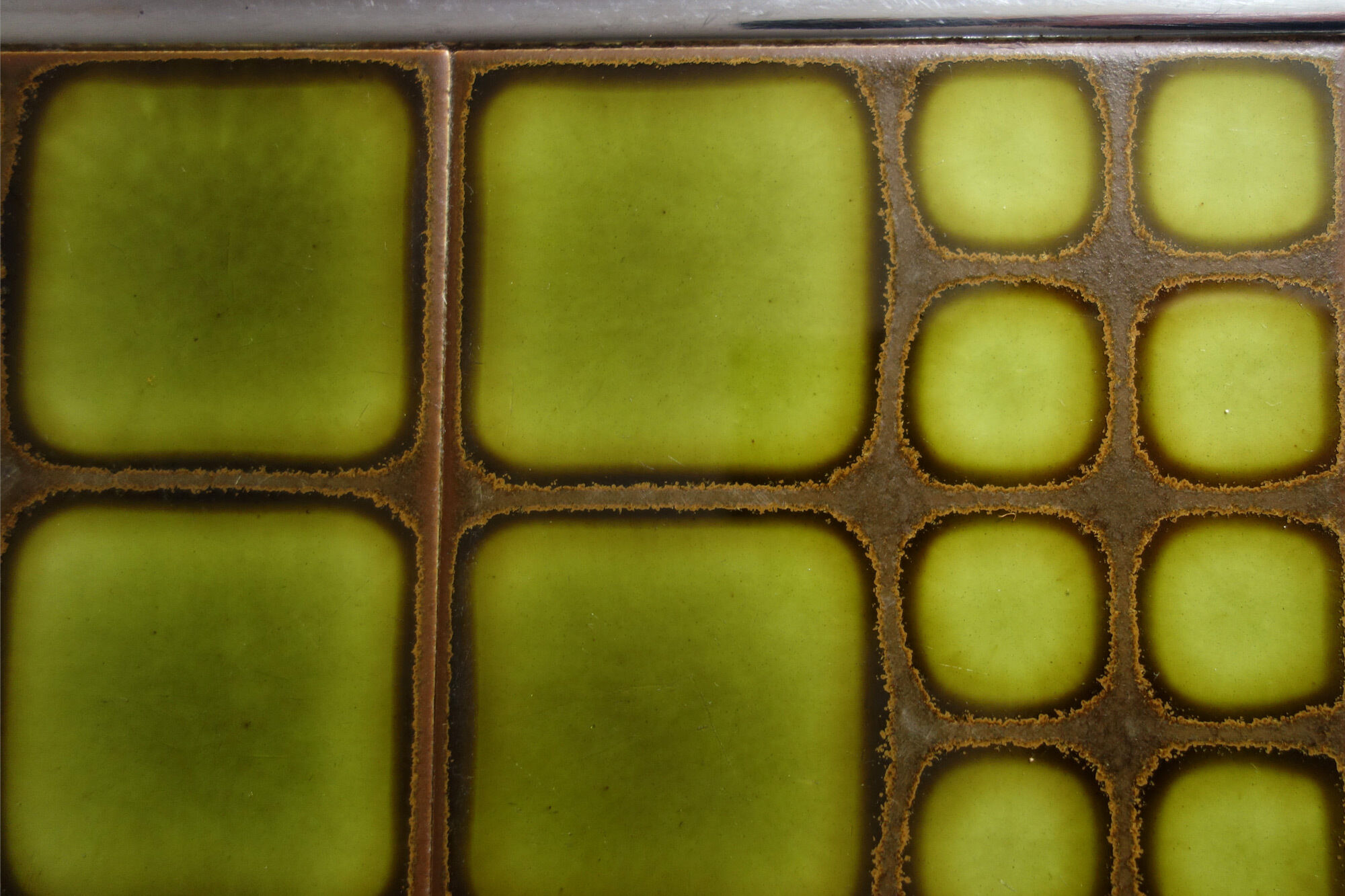 Vintage trivety ceramic and metal tiles