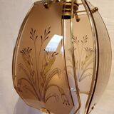 70s painted smoked glass and brass hanging lamp