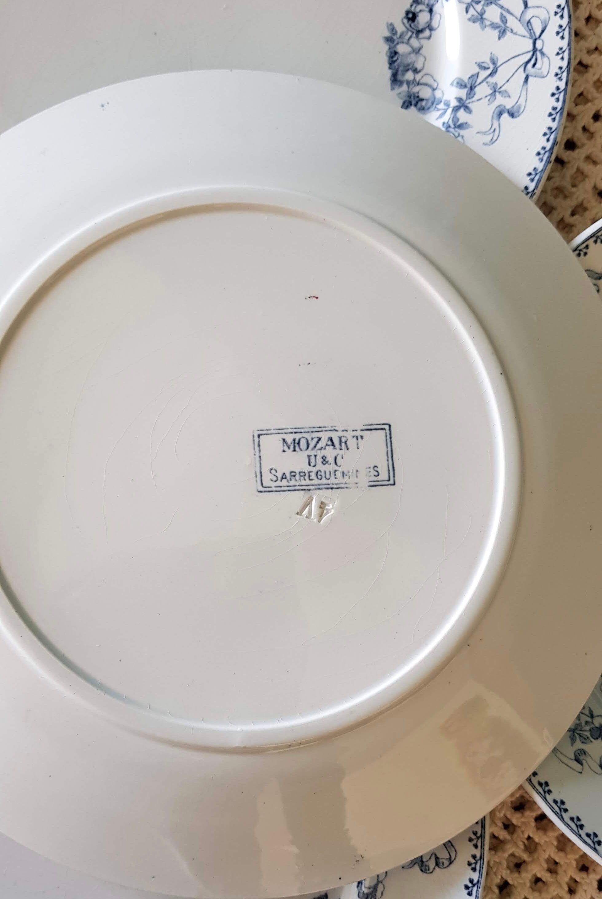 Set of 4 flat plates Model Mozart Sarreguemines