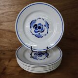 8 assiettes plates bleues "Mitsouko"