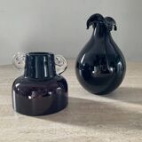 Duo of vintage glass paste vases from the 70s