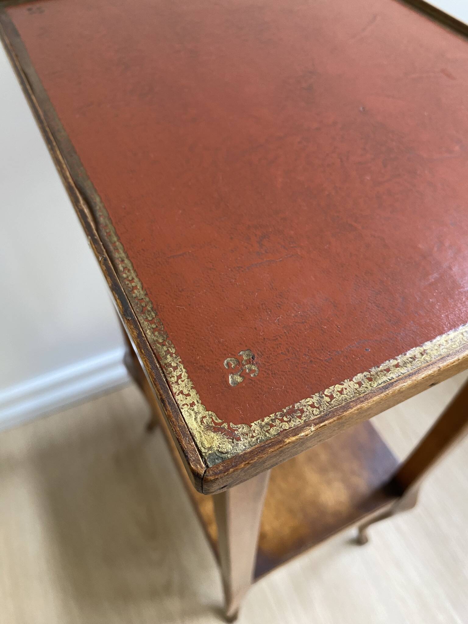 Small bedside table, nightstand, two-top ash plant stand with discreet drawer