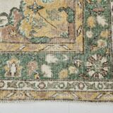 6x10 Beige & Green Geometric Pattern Anatolian Vintage Rug, 185x296 Cm