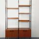 Vintage Italian double modular shelf bookcase in teak and metal