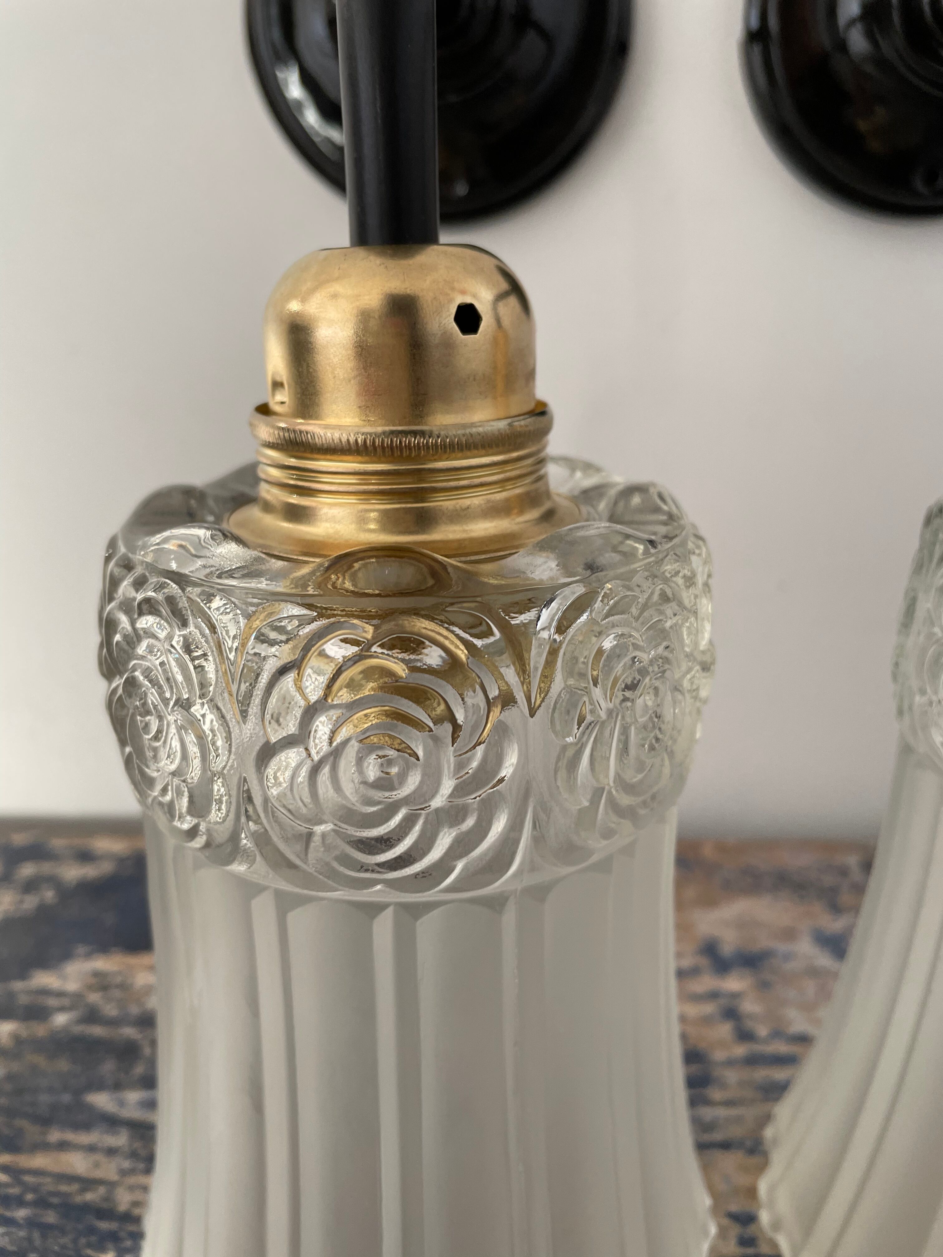 Set of two Art Deco tulip wall sconces