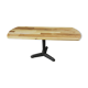 Table console pied central industriel fonte et bois