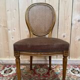 Set of 6 Louis XVI medallion chairs in wood and caning.