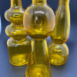 Lot de 3 vases en verre ondulé jaune