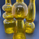 Set of 3 yellow corrugated glass vases