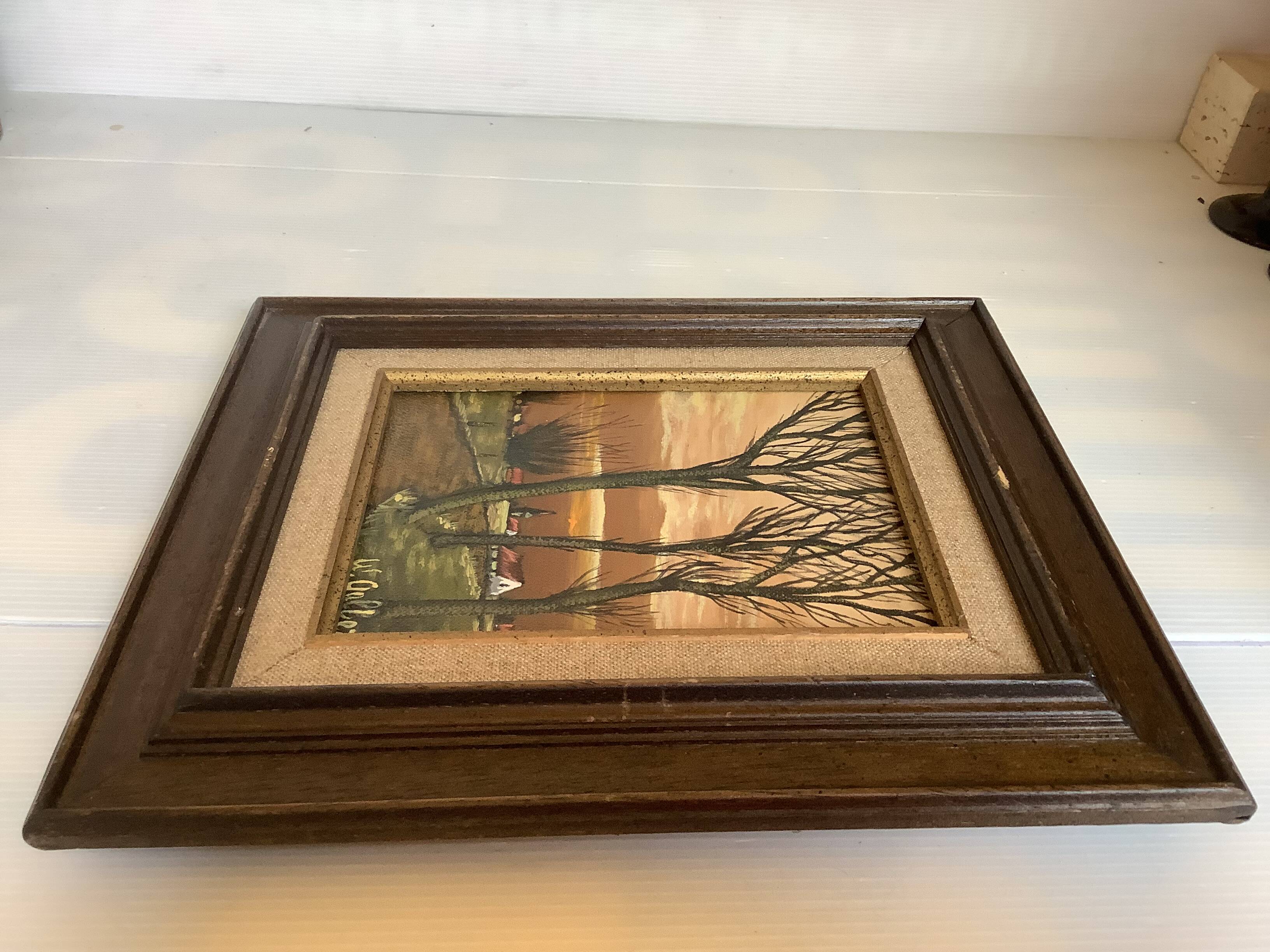Autumn landscape painting in oil on canvas, signed.