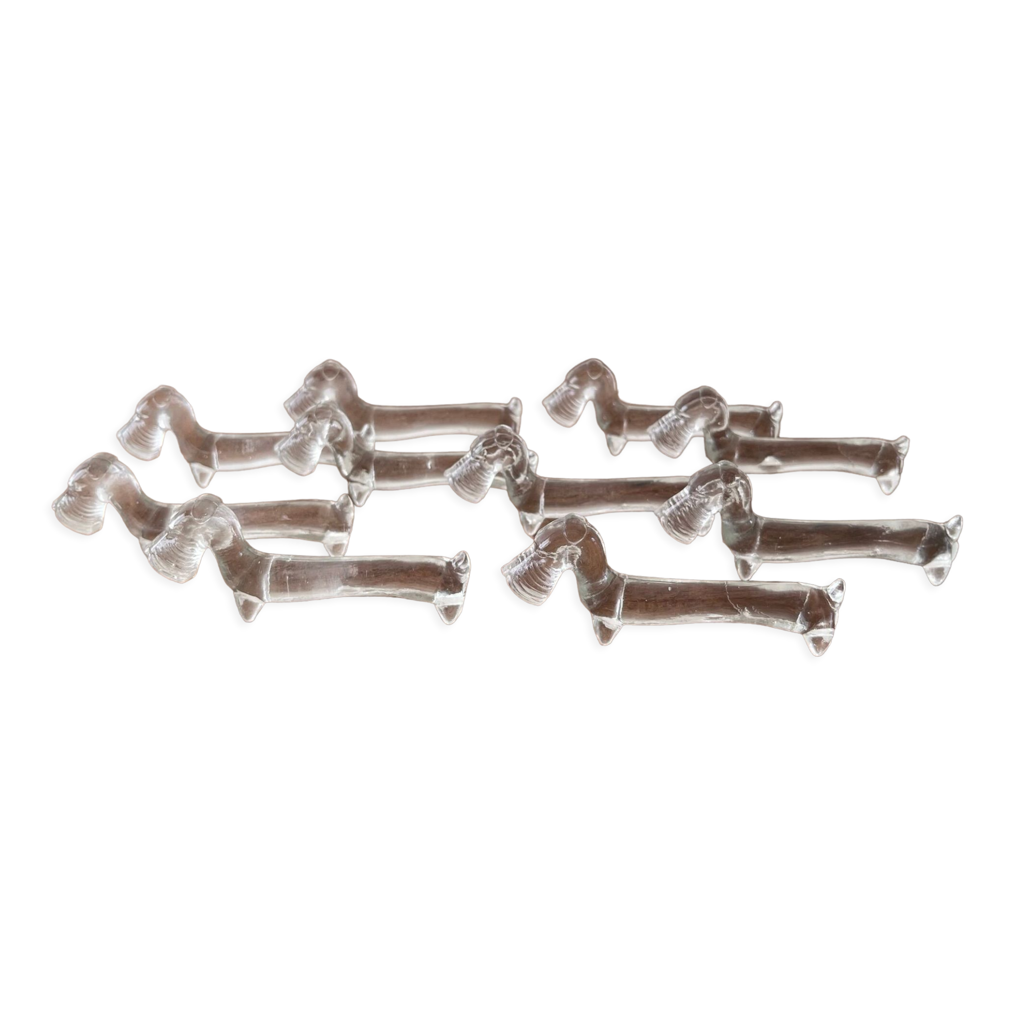 10 Fox glass knife holders 60s
