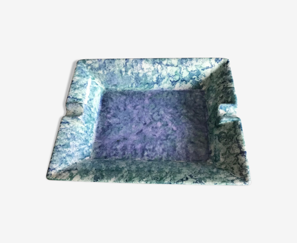 Cendrier en porcelaine moderniste laure japy rectangulaire nuances bleu/vert