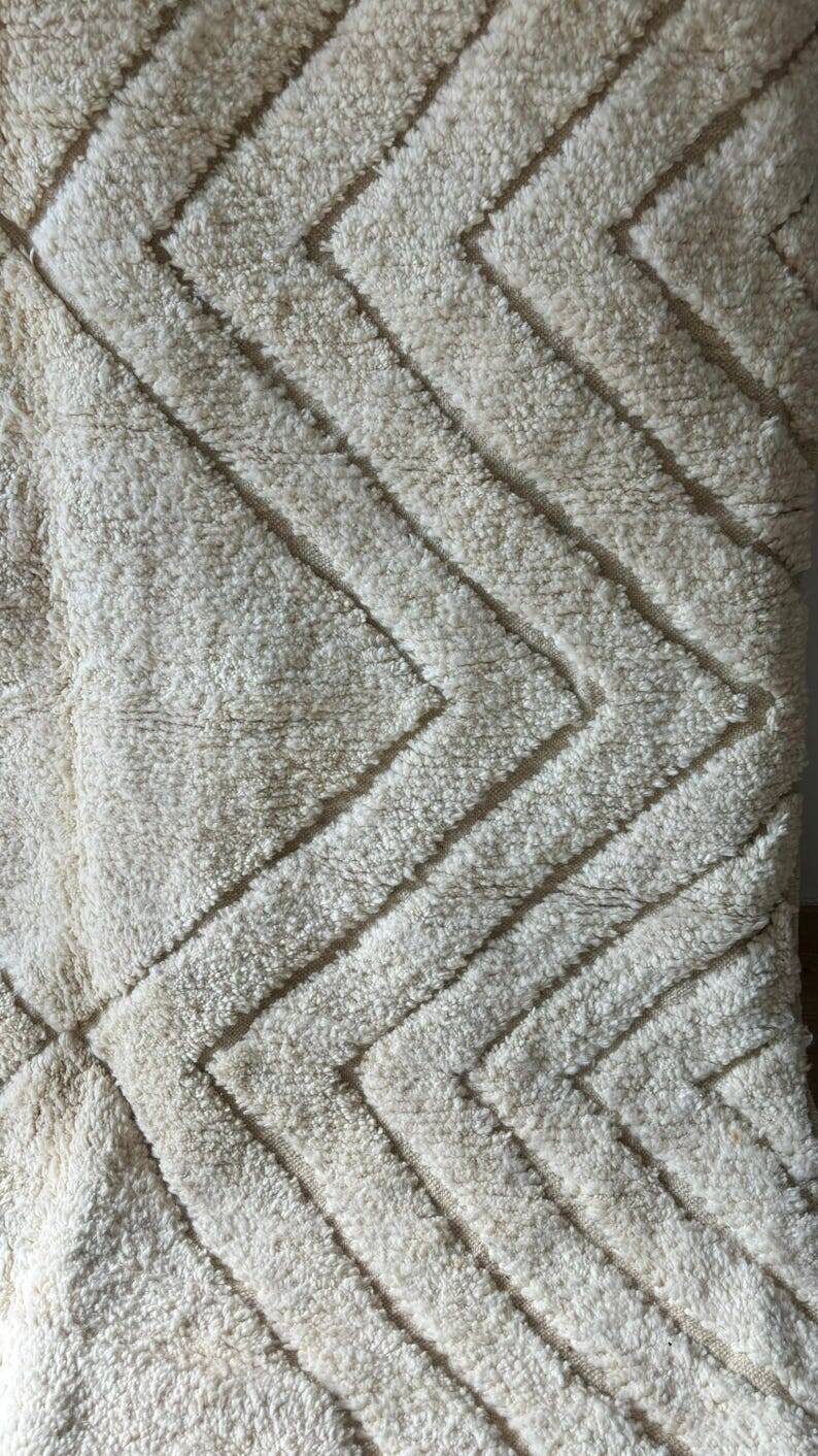 Tapis marocain berbère blanc décoré 200cmx300cm