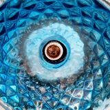 Blue glass églomisé pendant light, 1920s