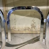 Design dining table year 70 in chrome and smoked glass