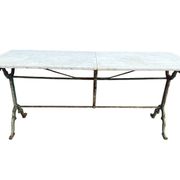 Double cast iron and marble bistro table signed Rieux Lyon 1900