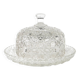 Conteneur à fromage ou à beurre Art Déco, en verre pressé, Tchécoslovaquie, années 1950.