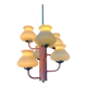 Mid-century opaline glass chandelier with a pink structure.