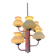 Mid-century opaline glass chandelier with a pink structure.