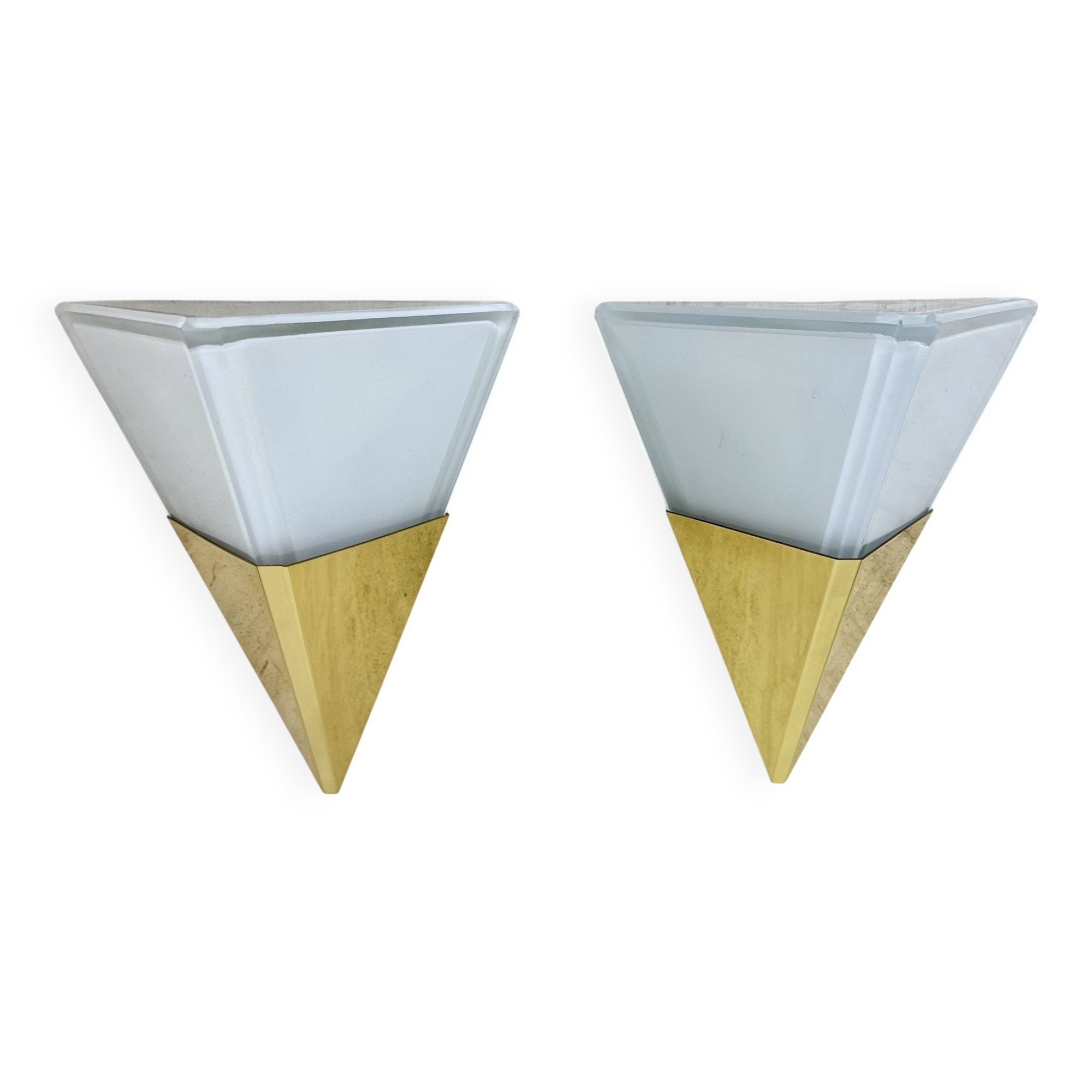 Set of 2 Limburg Glashütte brass and glass wall lamps sconce , 1970s