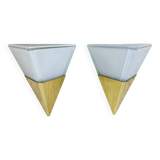 Set of 2 Limburg Glashütte brass and glass wall lamps sconce , 1970s