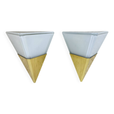 Lot de 2 appliques murales en laiton et verre de Limburg Glashütte, années 1970