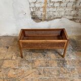 Vintage wooden and cane planter