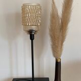 Table lamp made from an old golden glass pendant light