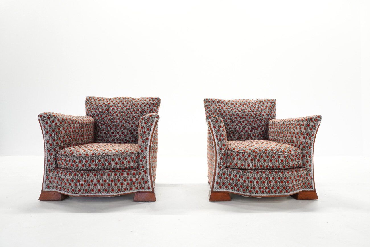 French Art Deco Lounge Chairs, 1920s, Set of 2