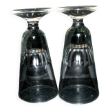 Verres à café de Bistrot Mazagran ancien 1900 en verre soufflé épais et taillé