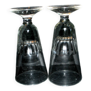 Antique Mazagran Bistro coffee glasses from 1900 in thick, cut blown glass