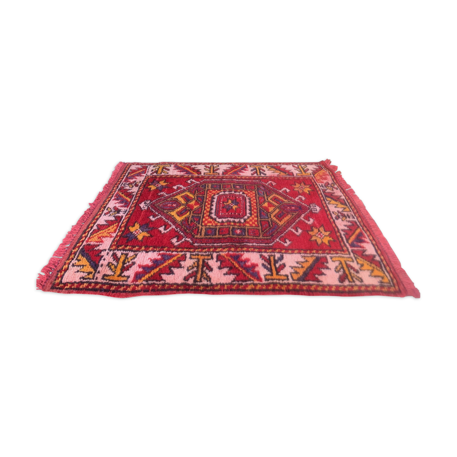 Vintage western turkish rug oriental 100x74 cm, red