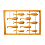 Wall decoration in teak 70's Denmark