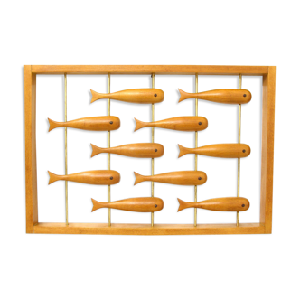 Wall decoration in teak 70's Denmark