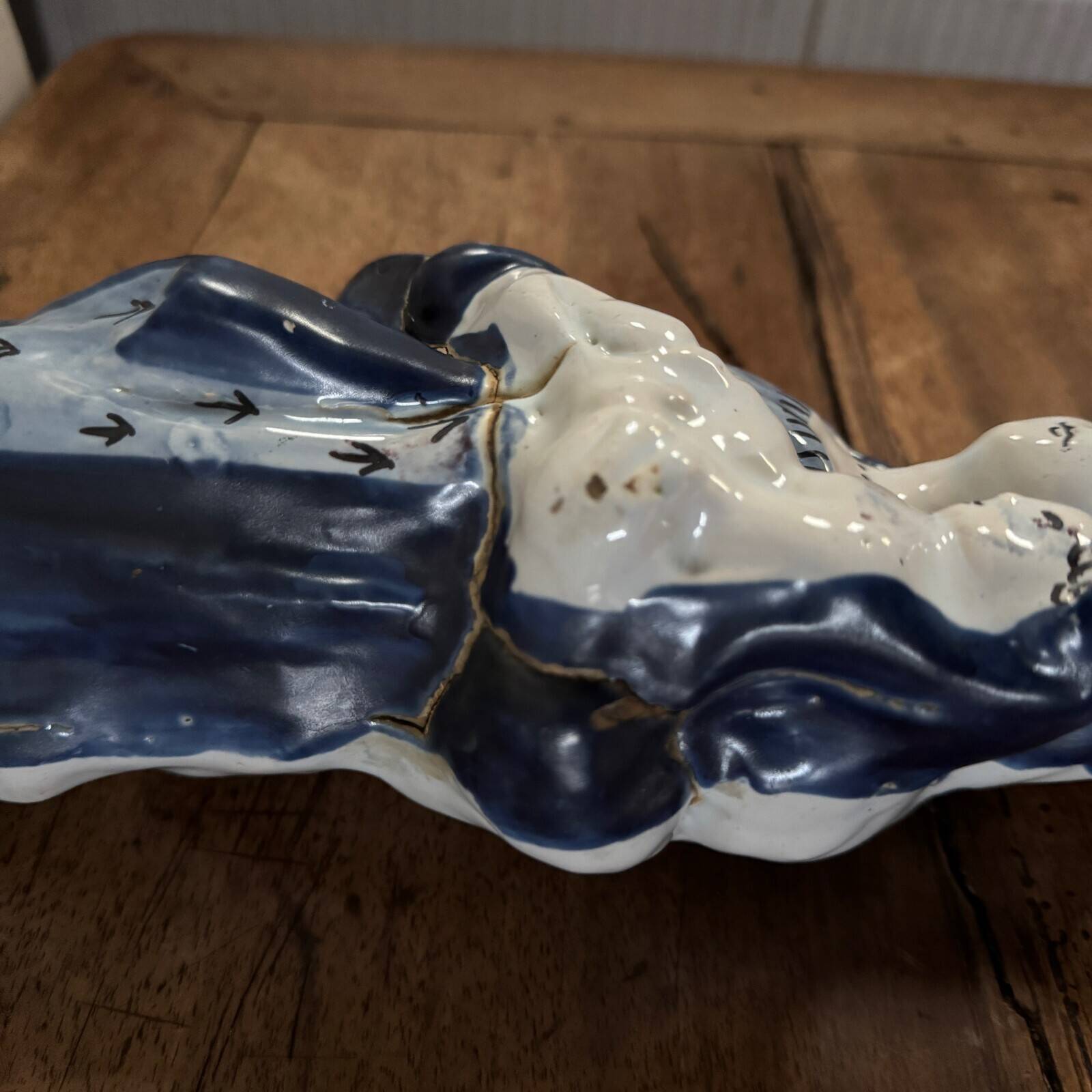 Virgin and Child, 18th century, blue background, ermine decoration