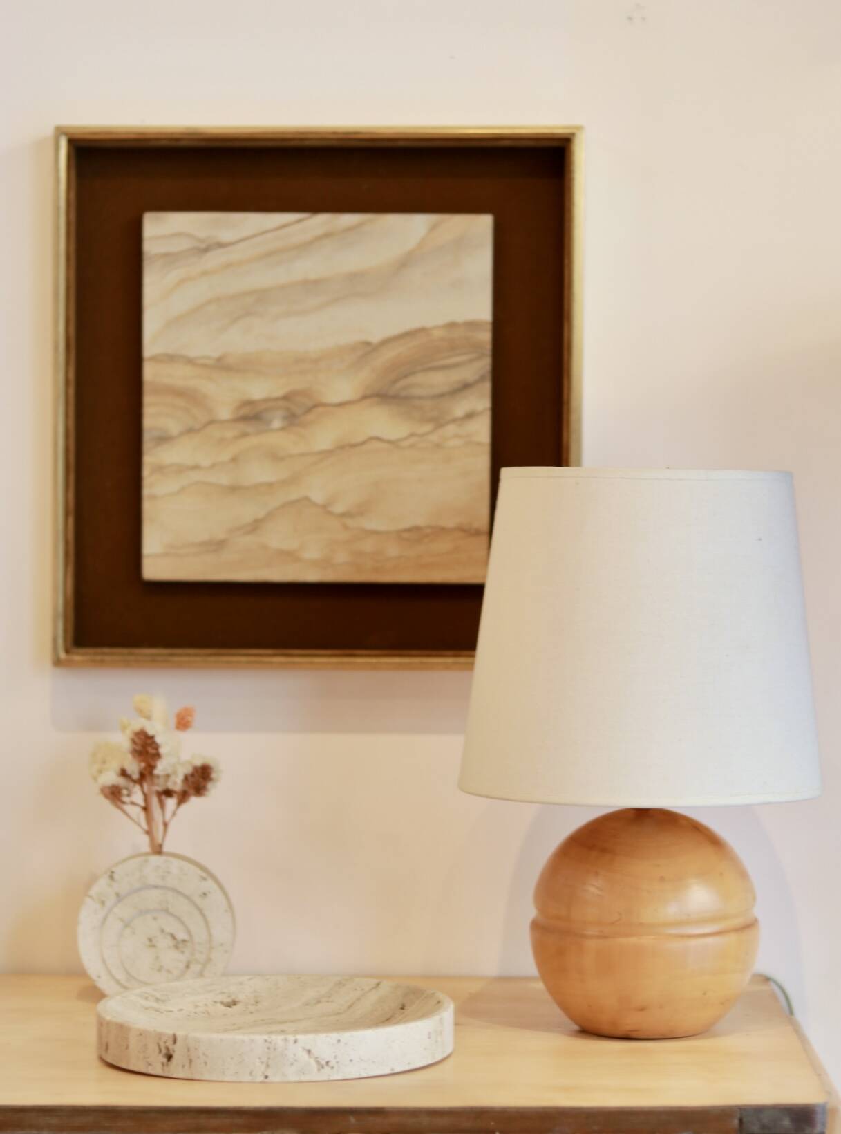 Turned light wood lamp