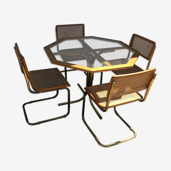 Ensemble table et chaises Cesca de Marcel Breuer année 80