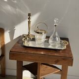 Small oval Art Deco mirror in brown and gold 33x54.